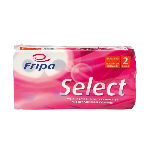 Fripa Toilettenpapier Select 1020806 2-lagig weiß 8 Rl./Pack.