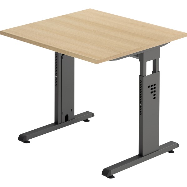 Hammerbacher Schreibtisch VOS08/E/G C-Fuß 80x80cm eiche/graphit
