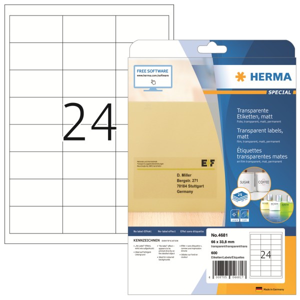 HERMA Etikett Special 4681 66x33,8mm tr 600 St./Pack.
