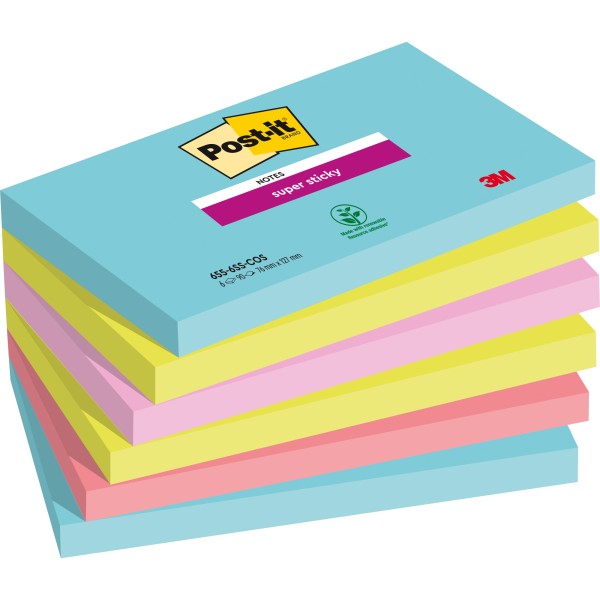 Post-it Haftnotiz Super Sticky 655-6SS-COS 127x76mm 6St.