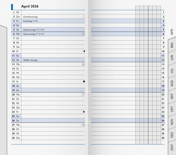 Brunnen Monatssichtkalender 1075300, 2 Seiten = 1 Monat