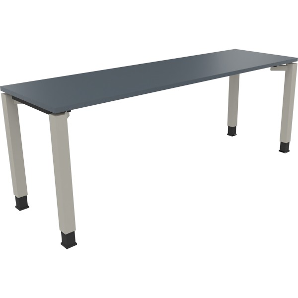 Schreibtisch Vierfuß Quadratrohr B2000xT600xH680-820 si/Lavagrau