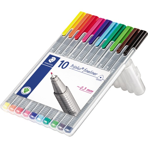 STAEDTLER Fineliner triplus 334 SB10 0,3mm sort. 10 St./Pack.