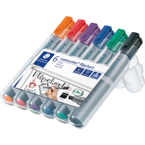 STAEDTLER Flipchartmarker Lumocolor 356 B WP6 2-5mm sort. 6 St./Pack.