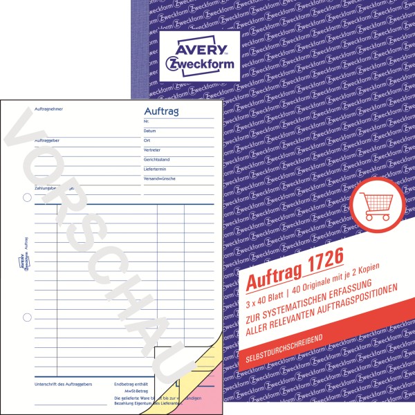 Avery Zweckform Auftragsformular 1726 DIN A5 3x40Blatt