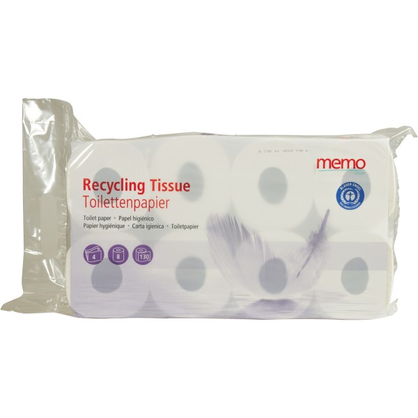 memo Toilettenpapier Recycling Tissue H3456 4lg. 130Bl. 8Rl.