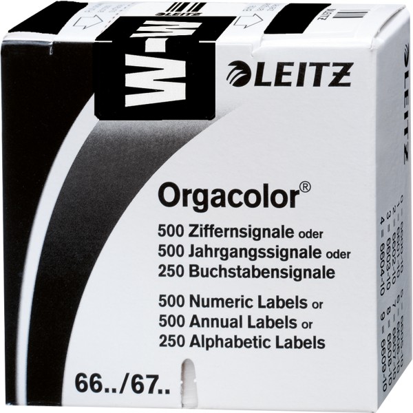 Leitz Buchstabensignal Orgacolor 66321000 W schwarz 250 St,/Pack.