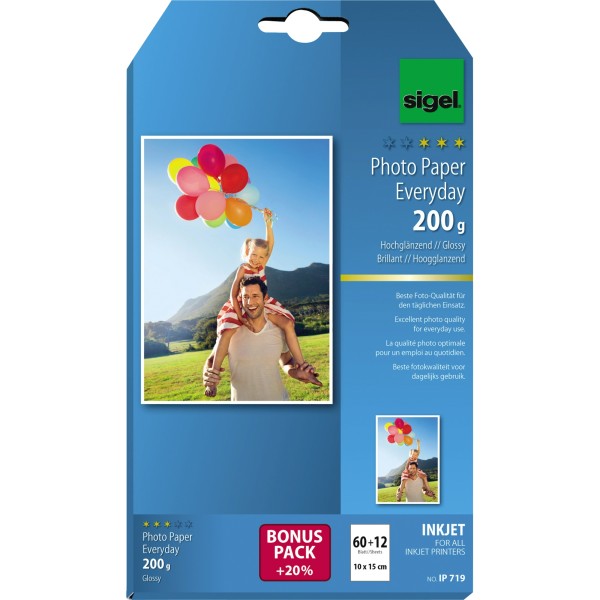 SIGEL Fotopapier Everyday-plus IP719 DIN A6 200g weiß 72 Bl./Pack.