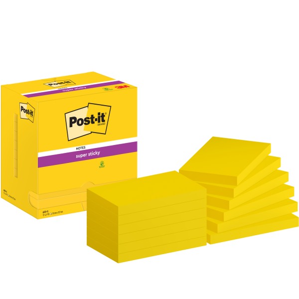 Post-it Haftnotiz 655-S 76x127mm 90Bl gelb 12 St./Pack.