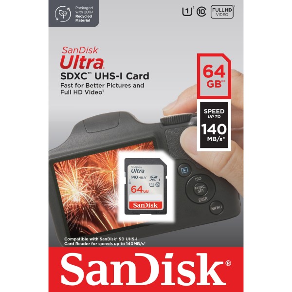 SanDisk Speicherkarte Ultra SDSDUNB-064G-GN6IN SDXC 64GB