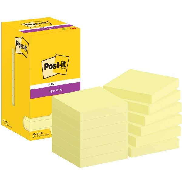 Post-it Haftnotiz 654-12SS-CY 76x76mm 90Bl ge 12St