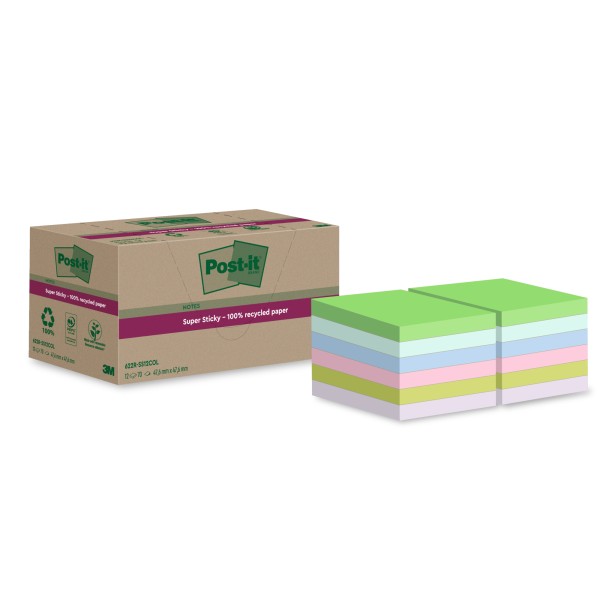 Post-it Haftnotiz Super Sticky Recycling 622 RSS12COL sort 12 St