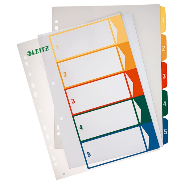 Leitz Register 12910000 DIN A4 1-5 volle Höhe PP farbig/transparent
