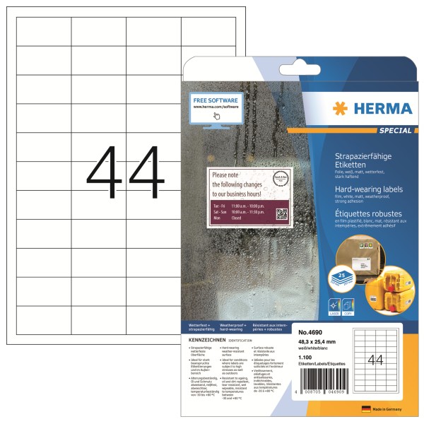 HERMA Etikett 4690 48,3x25,4mm weiß 1.100 St./Pack.