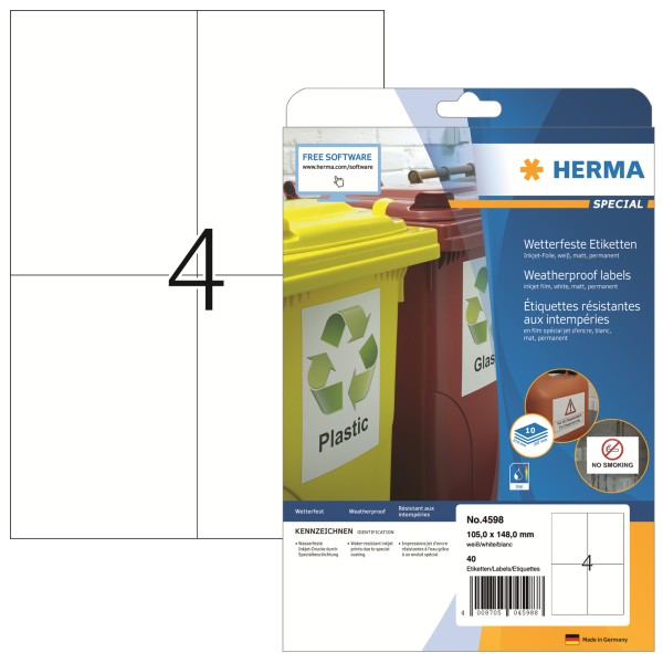 HERMA Etikett 4598 105x148mm ws 40 St./Pack.