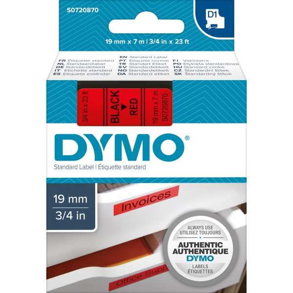 DYMO Schriftbandkassette D1 S0720870 19mmx7m sw auf rt