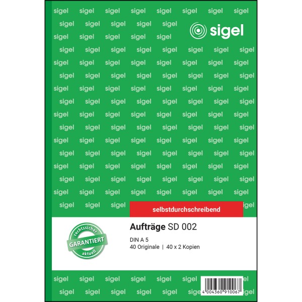 SIGEL Auftragsformular SD002 DIN A5 selbstdurchschreibend 3x40Blatt