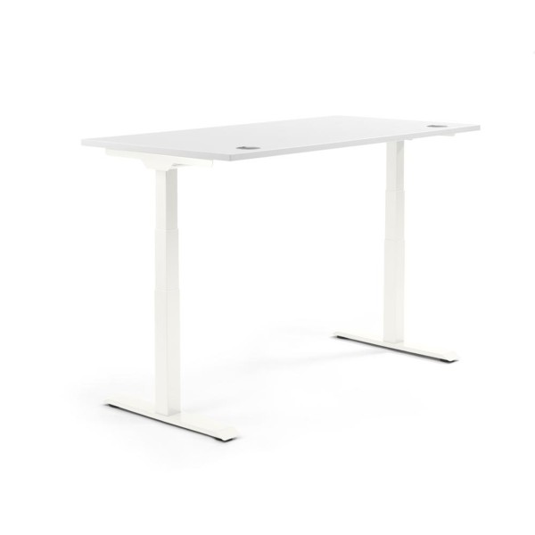 Schreibtisch 1200x605-1255x800mm Platte weiß Gestell ws