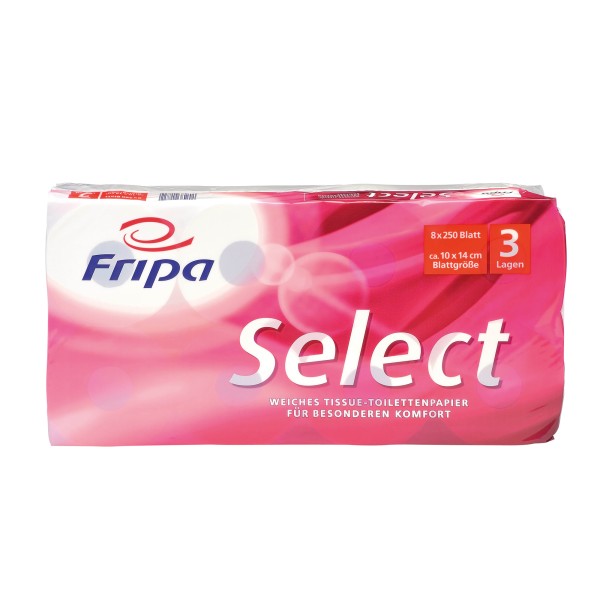 Fripa Toilettenpapier Select 1030806 3-lagig weiß 8 Rl./Pack.