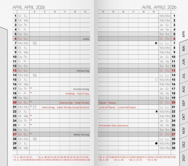 Brunnen Kalender-Einlage 1075100, 2 Seiten = 1 Monat