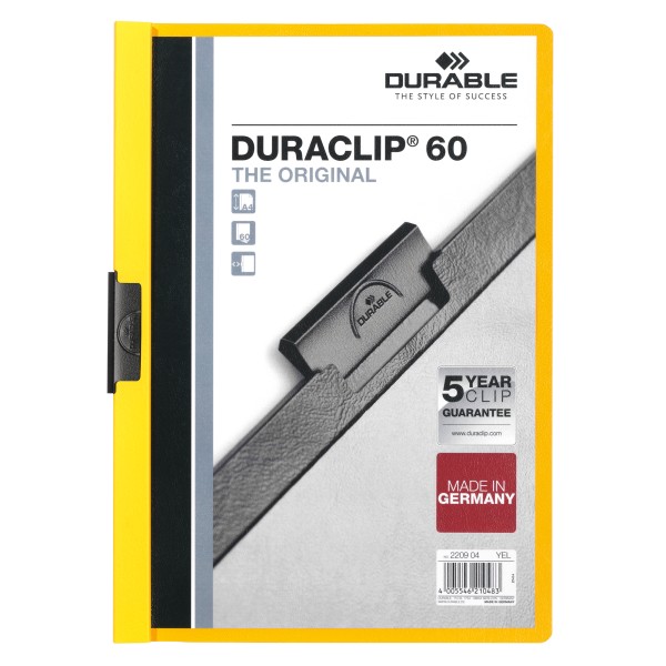 DURABLE Klemmmappe DURACLIP 60 220904 DIN A4 Hartfolie gelb