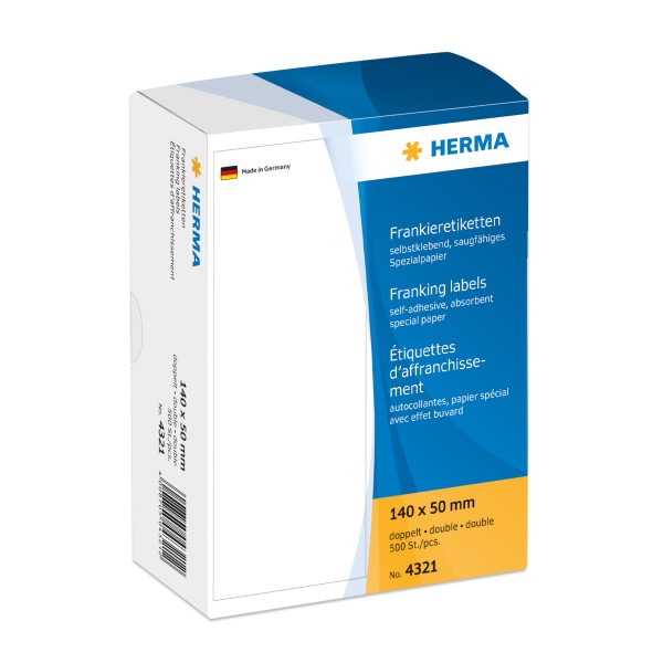 HERMA Frankieretikett 4321 140x50mm doppelt weiß 500 St./Pack.