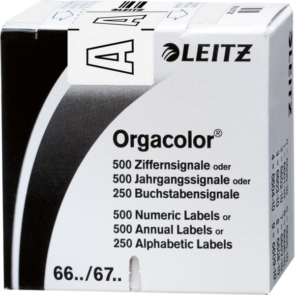 Leitz Buchstabensignal Orgacolor 66101000 A weiß 250 St./Pack.
