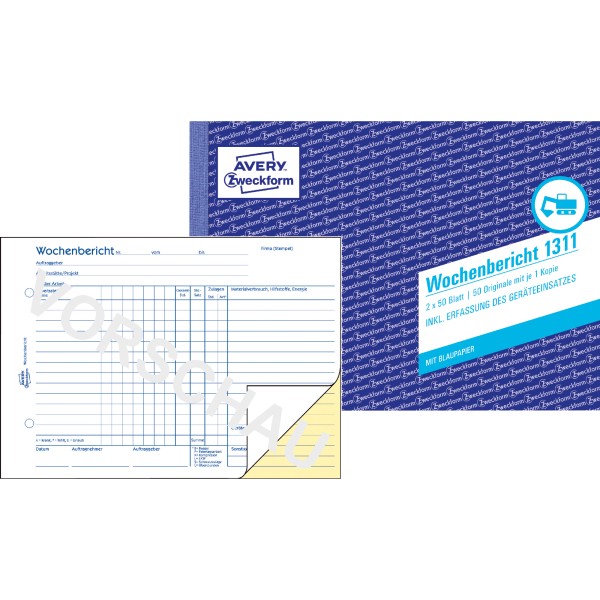 Avery Zweckform Wochenbericht 1311 DIN A5 quer 2x50Blatt