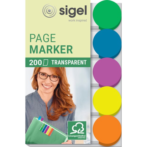 SIGEL Haftmarker Film HN301 12x50mm gn,bl,pi,ge,or 200Bl/Pack