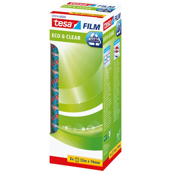 tesa Klebefilm Eco&Clear 57074-00000-00 19mmx33m 8 Rl./Pack.