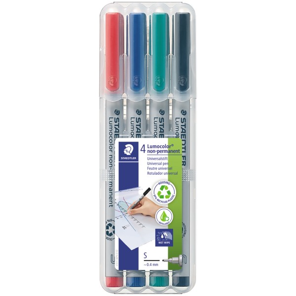 STAEDTLER Folienstift Lumocolor 311 WP4 0,4mm sortiert 4 St./Pack.