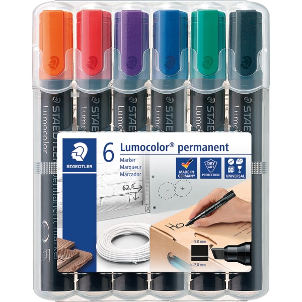 STAEDTLER Permanentmaker Lumocolor 350 WP6 2-5mm sortiert 6 St./Pack.