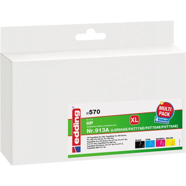 edding Tintenpatrone 18-570 wie HP 913A sw/c/m/g 4 St./Pack.
