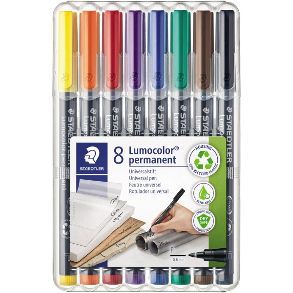 STAEDTLER Folienstift Lumocolor 318 WP8 0,6mm sort. 8 St./Pack.