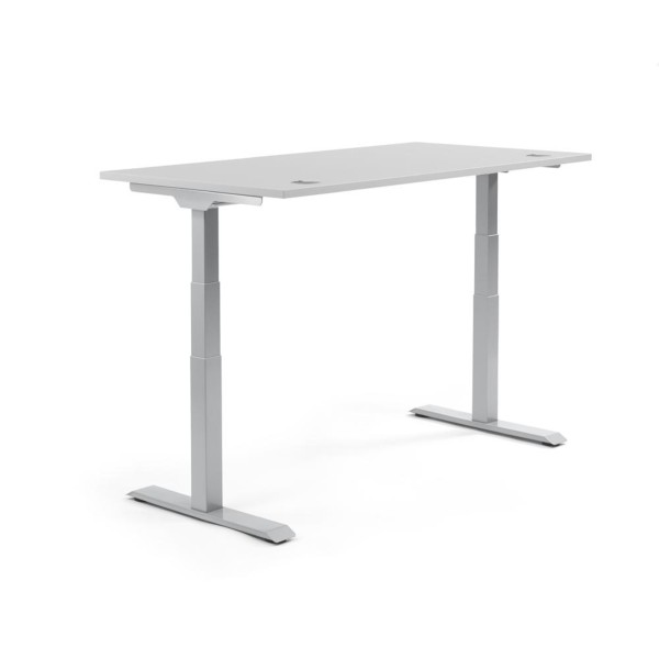 Schreibtisch 1600x605-1255x800mm Platte lichtgrau Gestell si