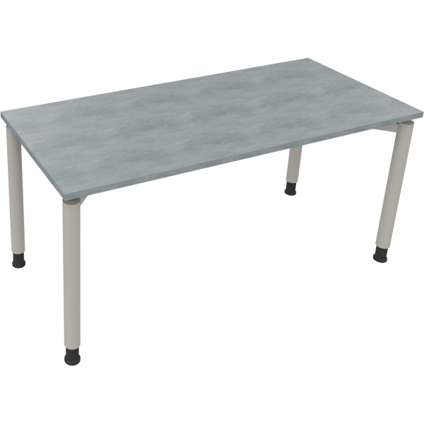 Schreibtisch Vierfuß Rundrohr B1600xT700xH680-820 si/Beton hell