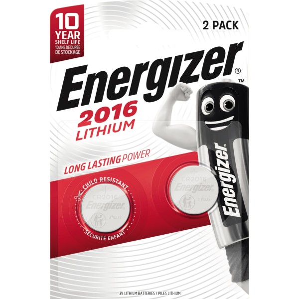 Energizer Knopfzelle CR 2016 E301021902 Lithium 2 St./Pack.