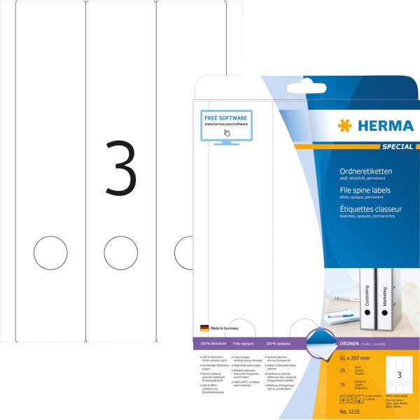 HERMA Ordneretikett 5135 lang/breit sk ws 75 St./Pack.