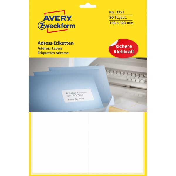 Avery Zweckform Adressetikett 03351 148x103mm 80St.