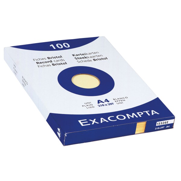 Exacompta Karteikarte 10326E DIN A4 blanko gelb 100 St./Pack.