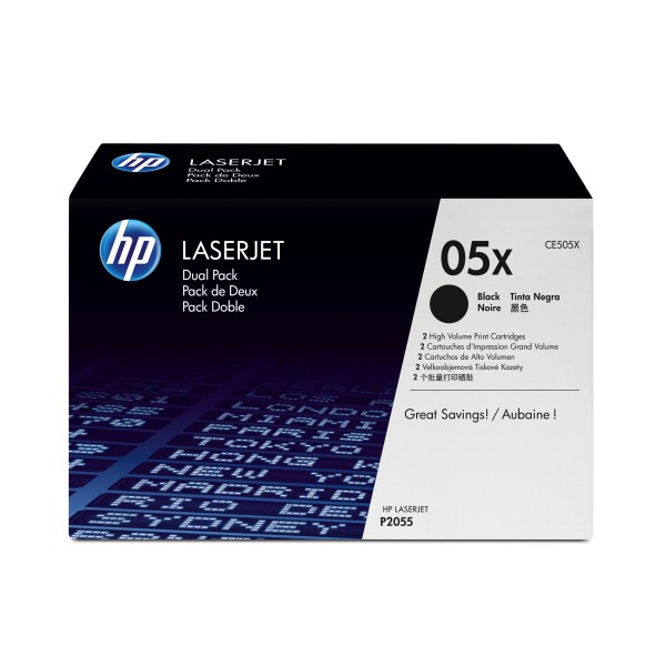 HP Toner CE505XD 05X 6.500Seiten schwarz 2 St./Pack.