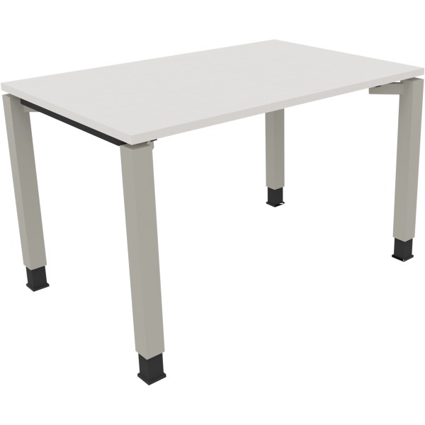 Schreibtisch Vierfuß Quadratrohr B1200xT800xH680-820 si/Weiß