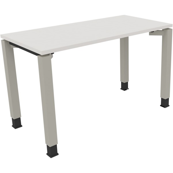Schreibtisch Vierfuß Quadratrohr B1200xT600xH680-820 si/Weiß