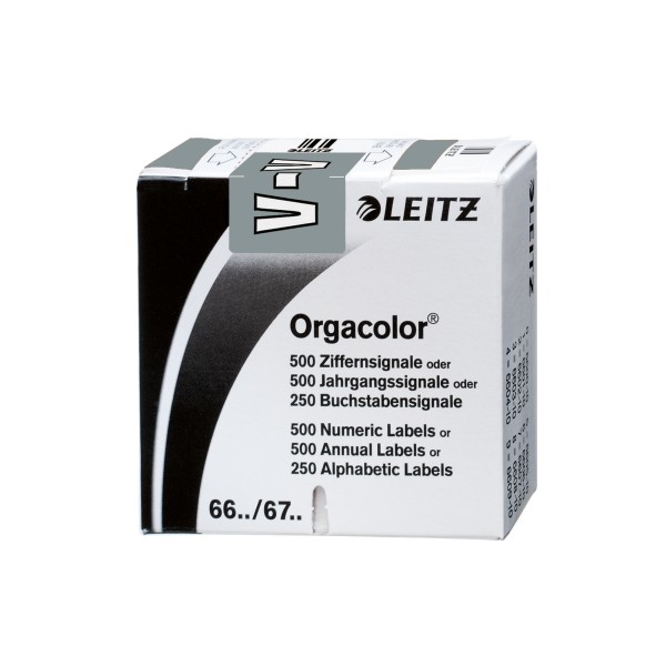 Leitz Buchstabensignal Orgacolor 66311000 V grau 250 St./Pack.