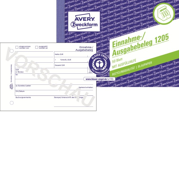 Avery Zweckform Ausgabebeleg 1205 DIN A6 quer 50Blatt weiß