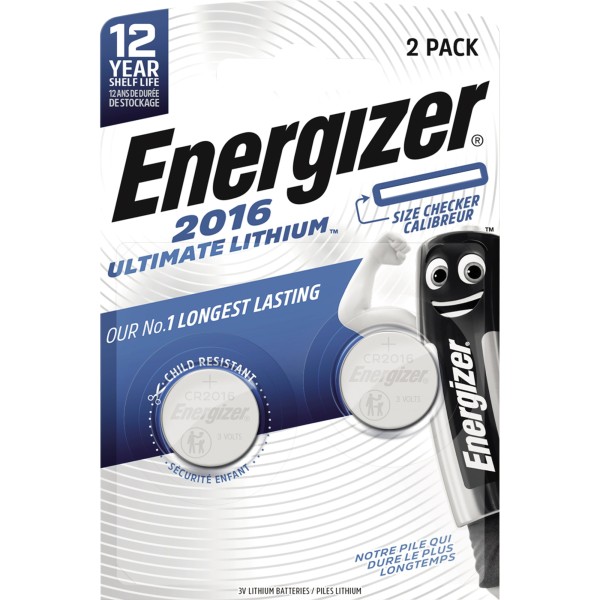 Energizer Knopfzelle CR 2016 E301319501 Lithium 2 St./Pack.