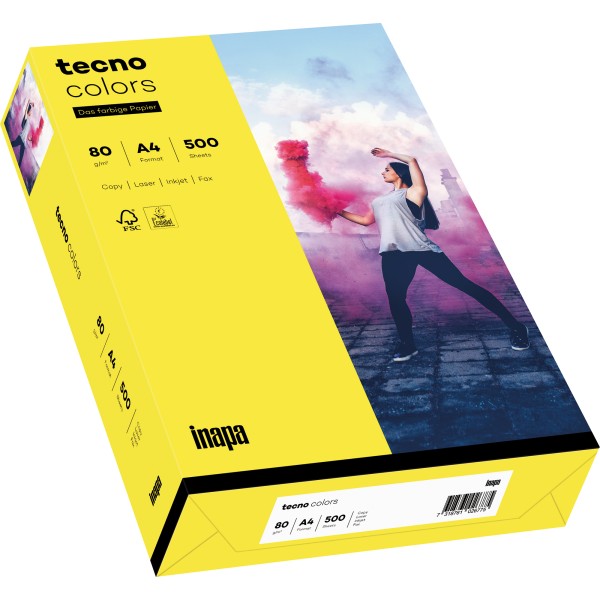 inapa tecno Kopierpapier Colors 2100011392 A4 80g gelb 500Bl.