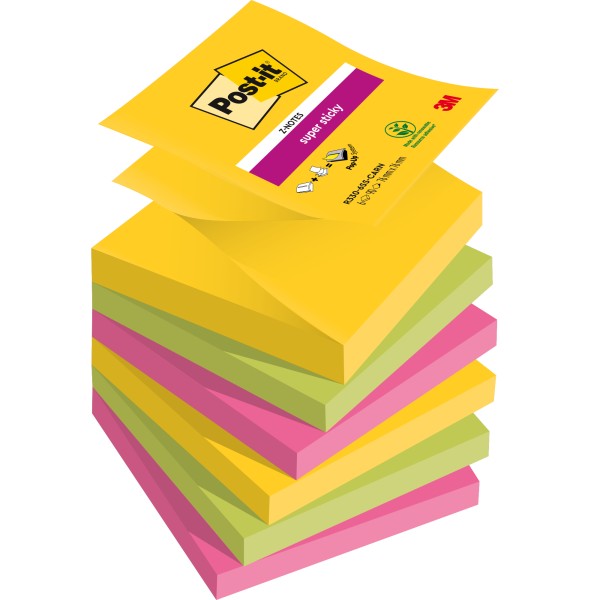 Post-it Haftnotiz Super Sticky R330-6SS-CARN 76x76mm sort. 6St.