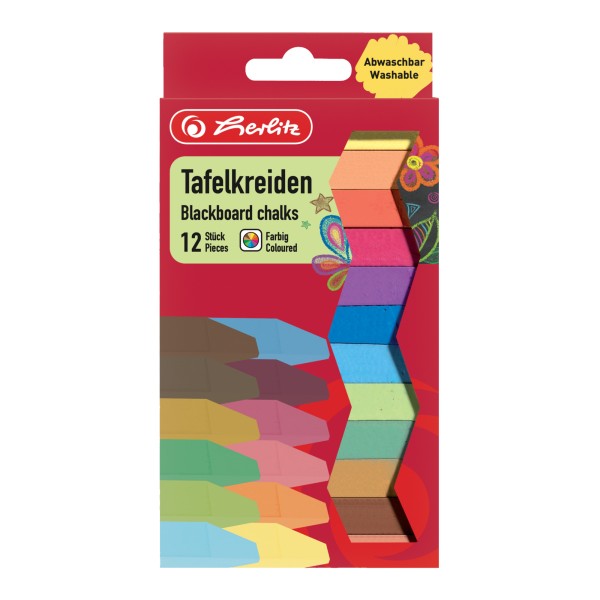 Herlitz Tafelkreide 8648206 farbig sortiert 12 St./Pack.