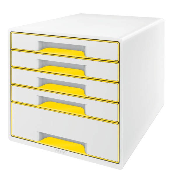 Leitz Schubladenbox WOW CUBE 52142016 5Schubfächer weiß/gelb